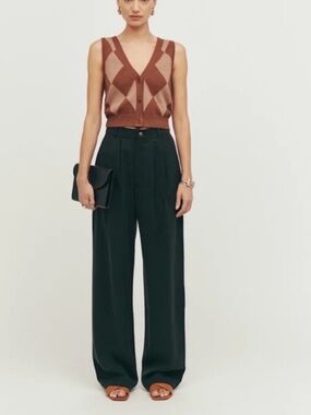 Reformation Mason trouser black size 2 high rise pant